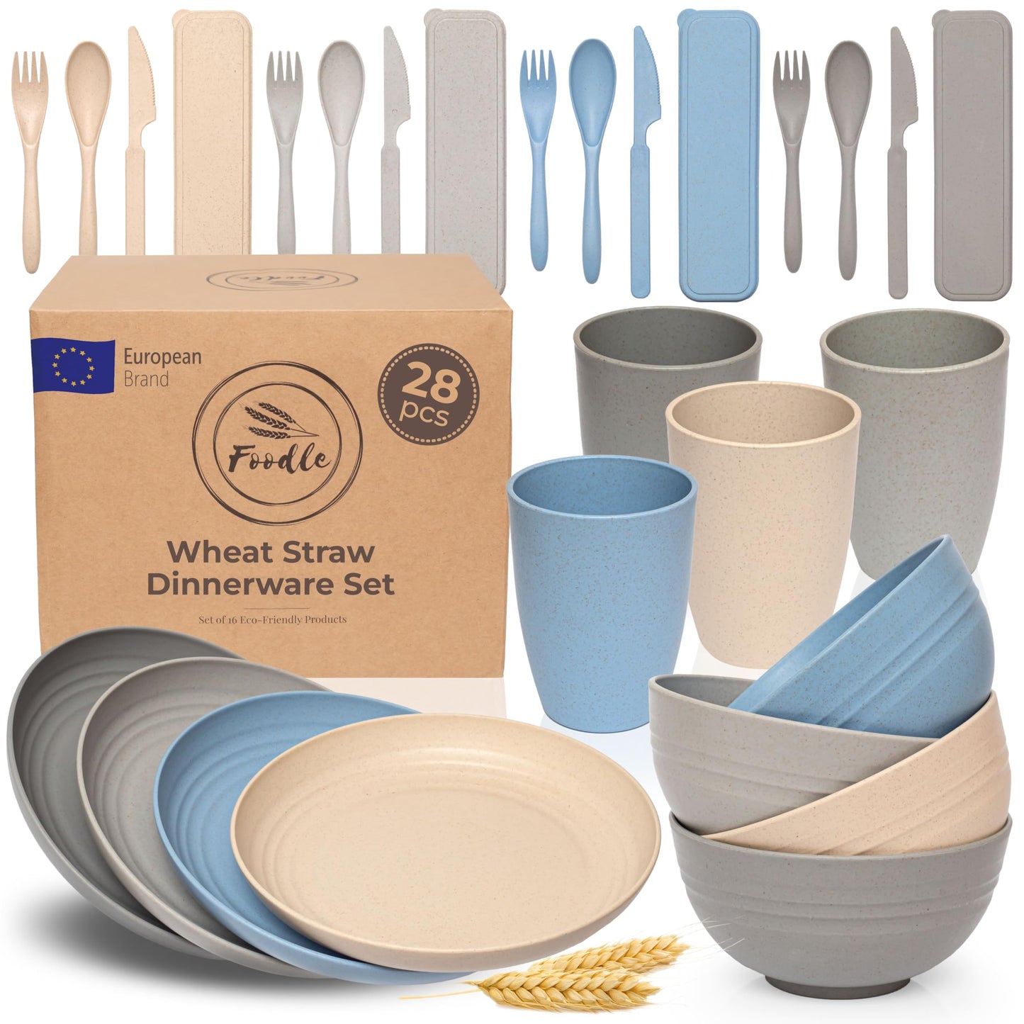 Wheat Straw Dinnerware Set Plates Cups Bowls
