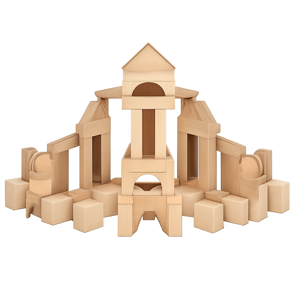 Solid Wood Building Blocks Set 60 Piece