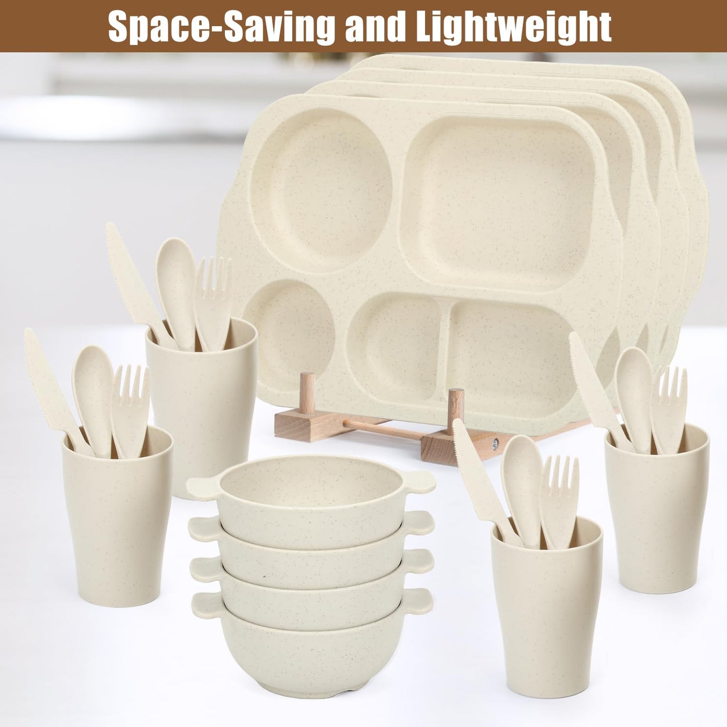 Kids Wheat Straw Dinnerware Set 24 Piece