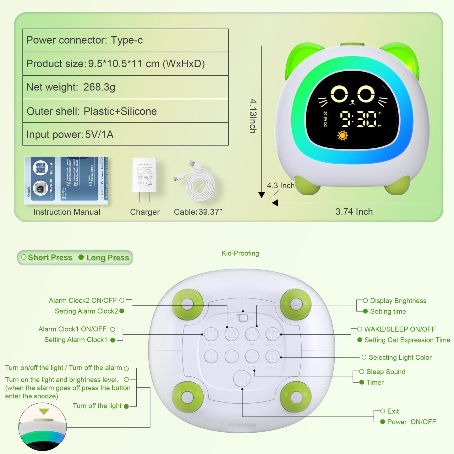 Kids Sleep Training Alarm Clock