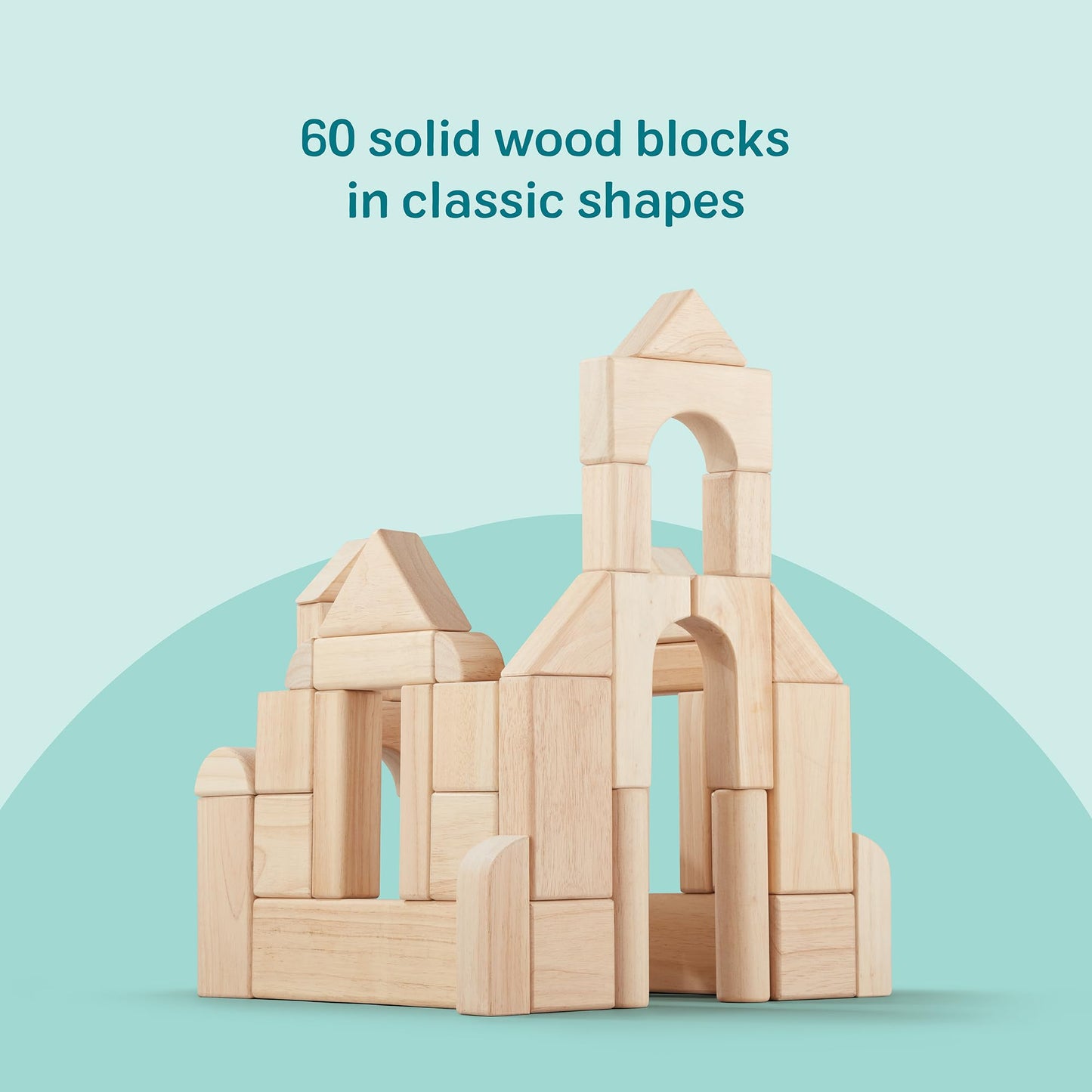 Solid Wood Building Blocks Set 60 Piece