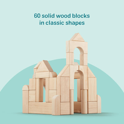 Solid Wood Building Blocks Set 60 Piece