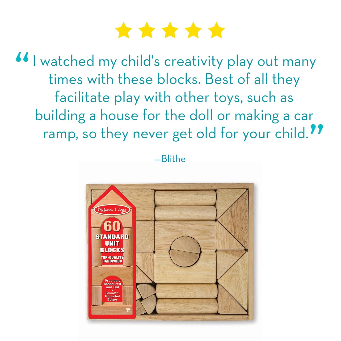 Solid Wood Building Blocks Set 60 Piece