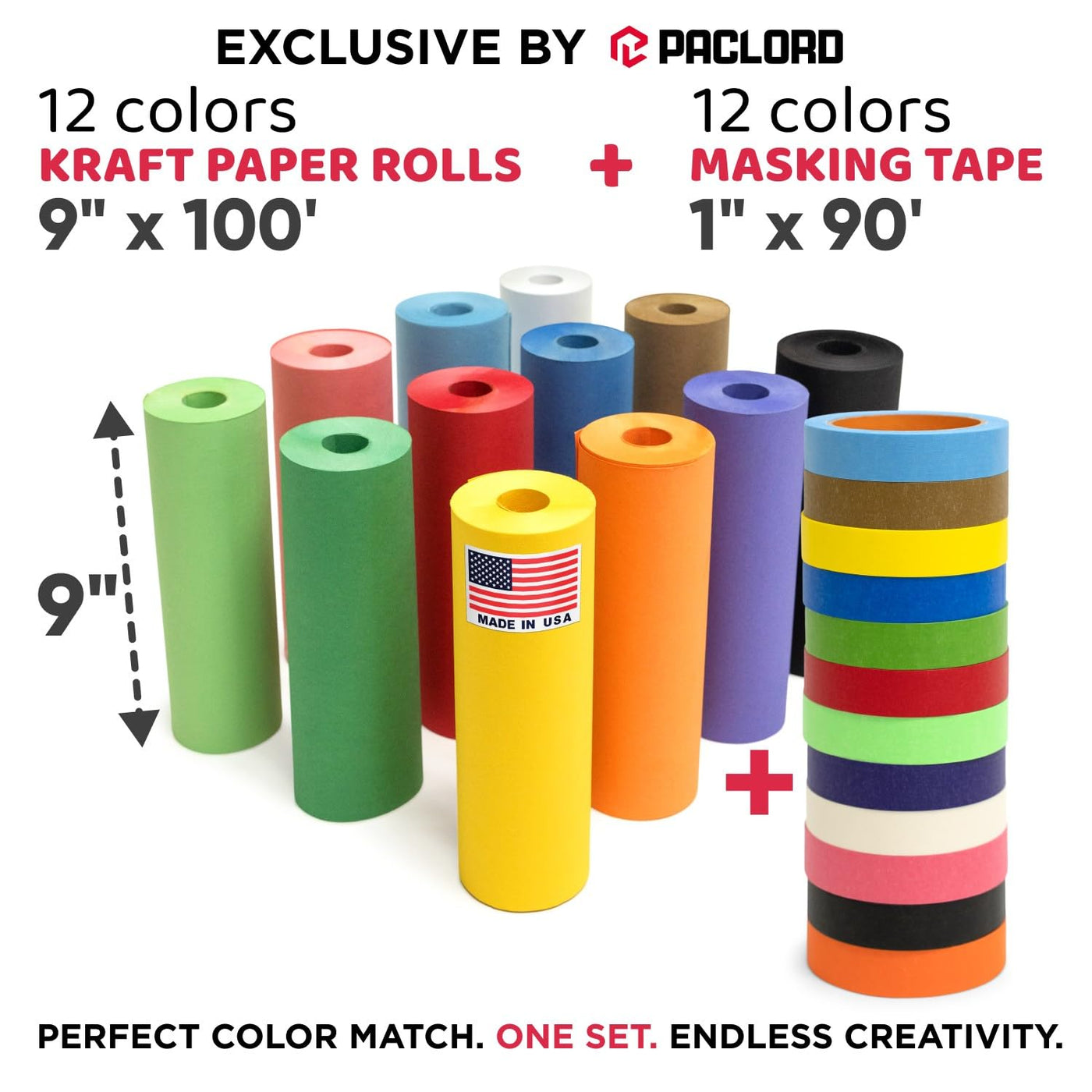 Colored Kraft Paper and Masking Tape Set