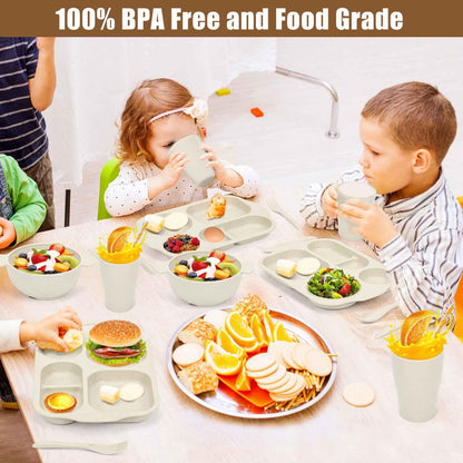 Kids Wheat Straw Dinnerware Set 24 Piece