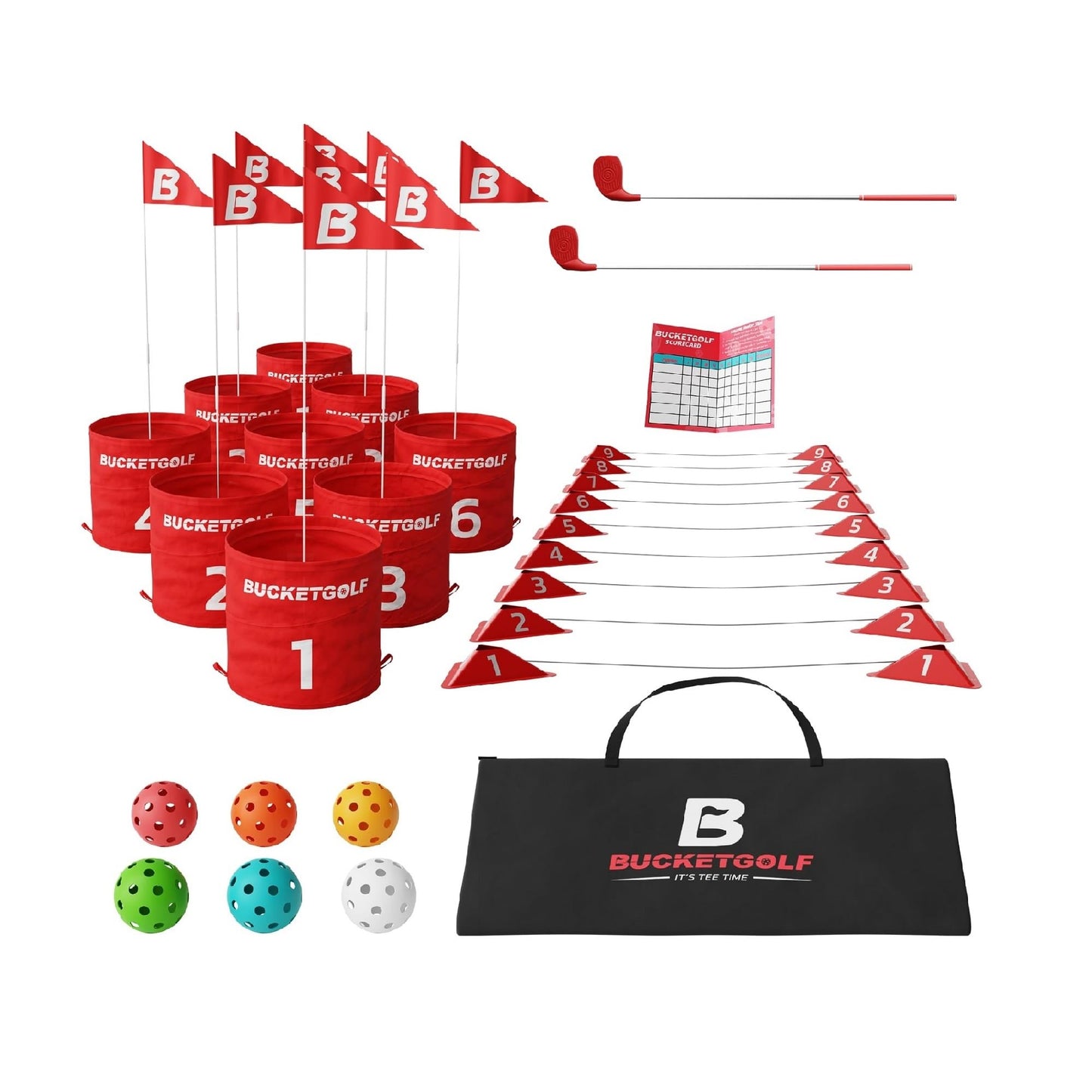 9 Hole Golf Game Set with Clubs for Family Outdoor Play