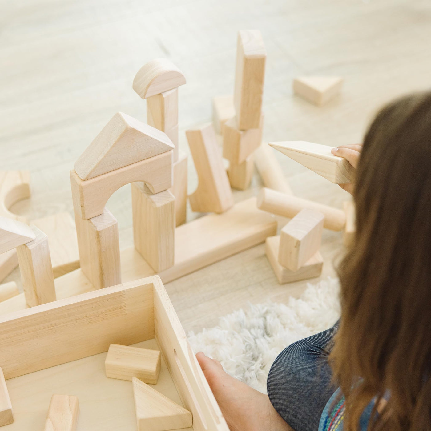 Solid Wood Building Blocks Set 60 Piece