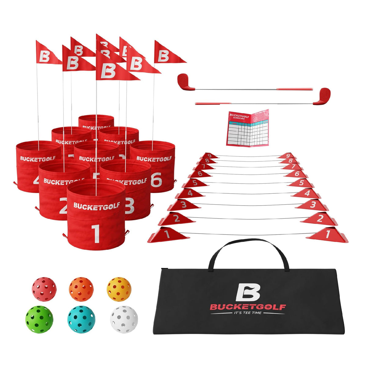 9 Hole Golf Game Set with Clubs for Family Outdoor Play