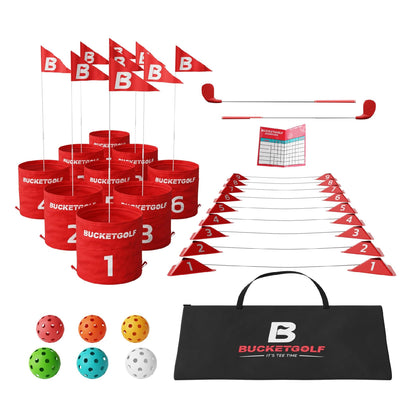 9 Hole Golf Game Set with Clubs for Family Outdoor Play