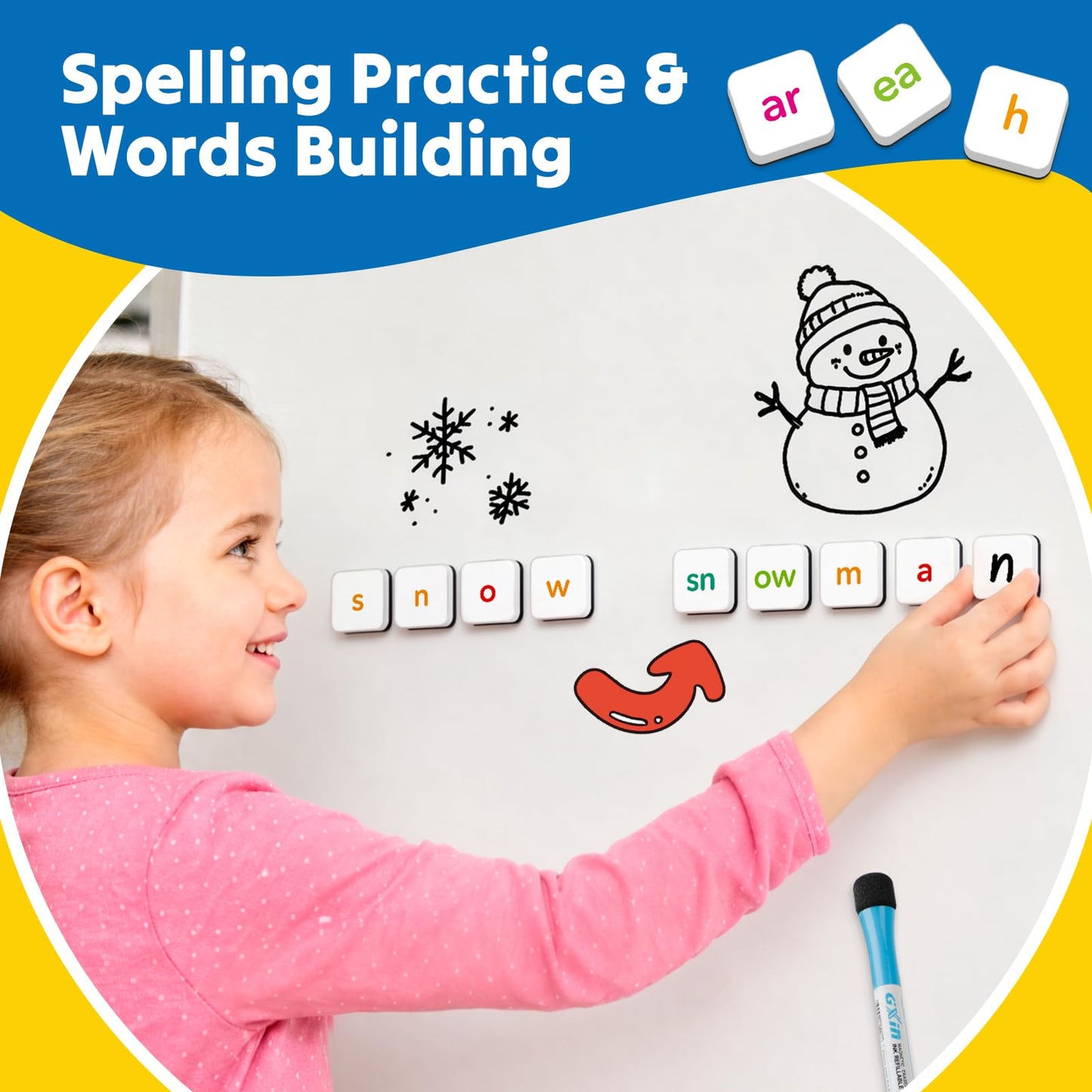 Magnetic Letter Tiles Phonics Game for Kids Learning