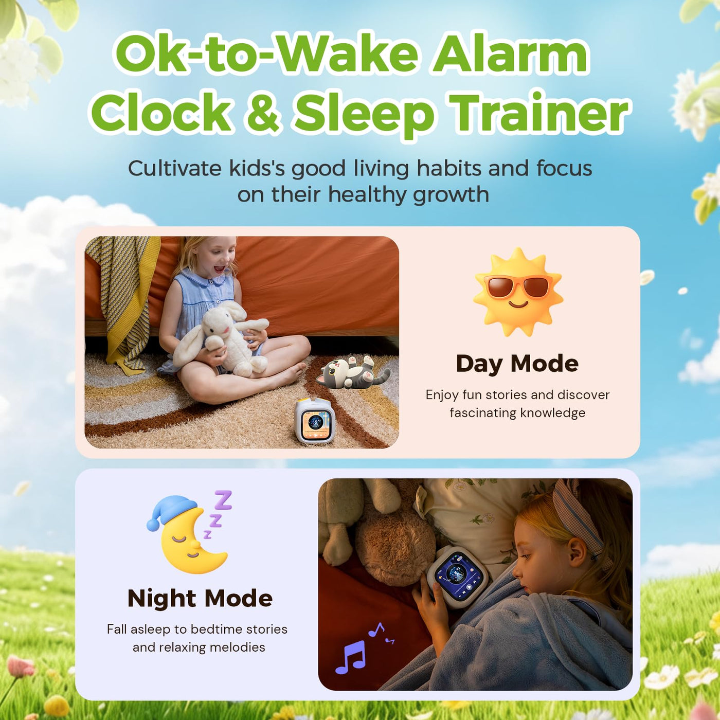 Kids Smart Alarm Clock with Nightlight