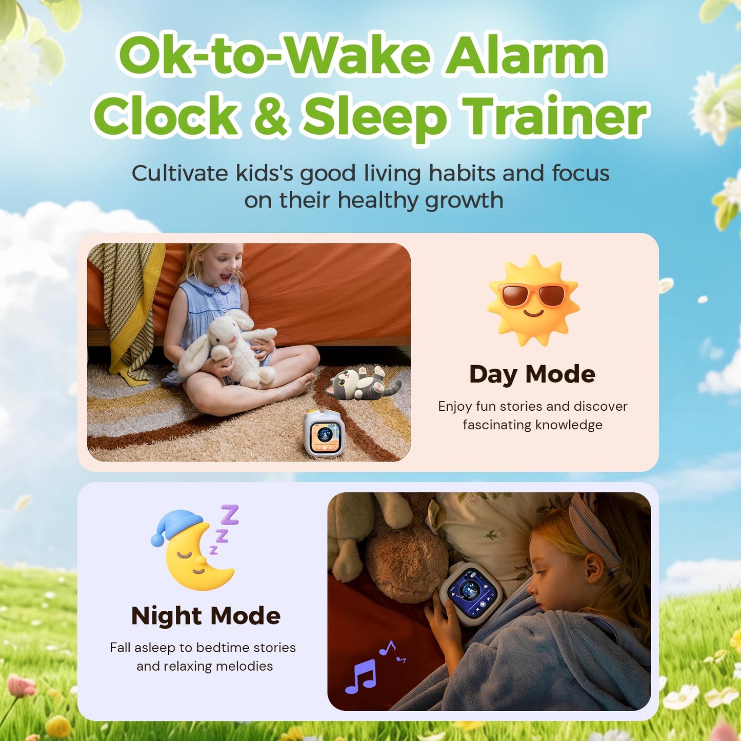 Kids Smart Alarm Clock with Nightlight