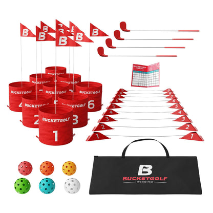 9 Hole Golf Game Set with Clubs for Family Outdoor Play