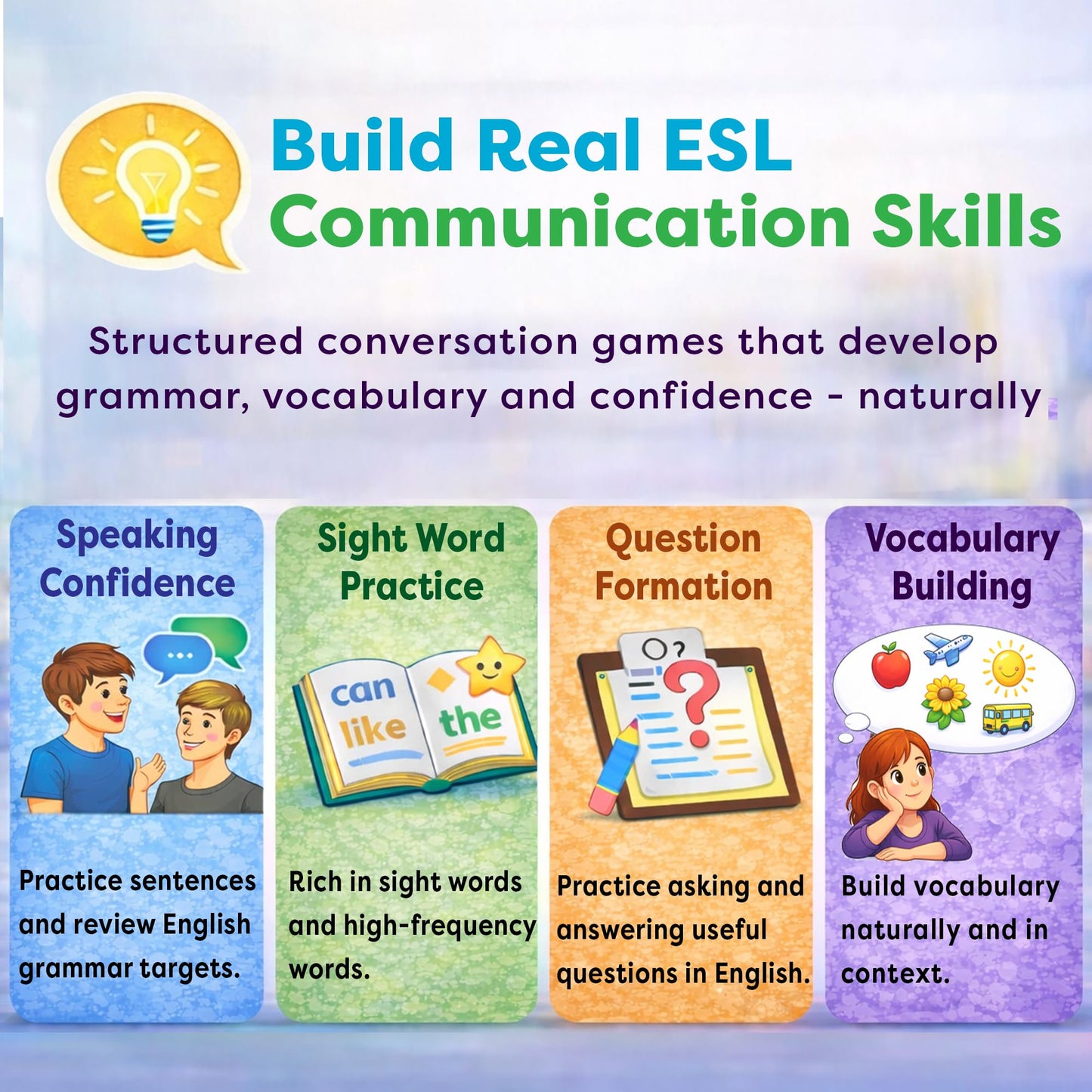 English Q&A Card Game for Kids Learning