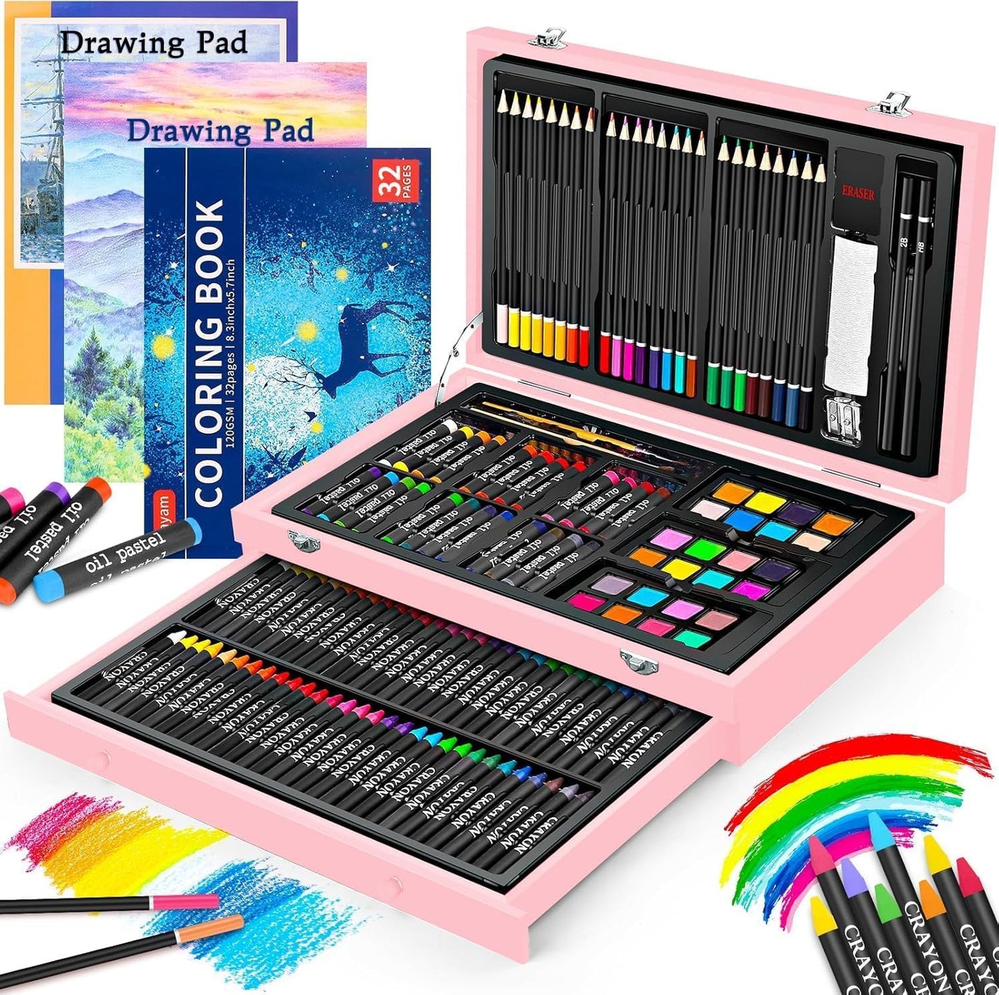 Deluxe Wooden Art Supplies Drawing Kit