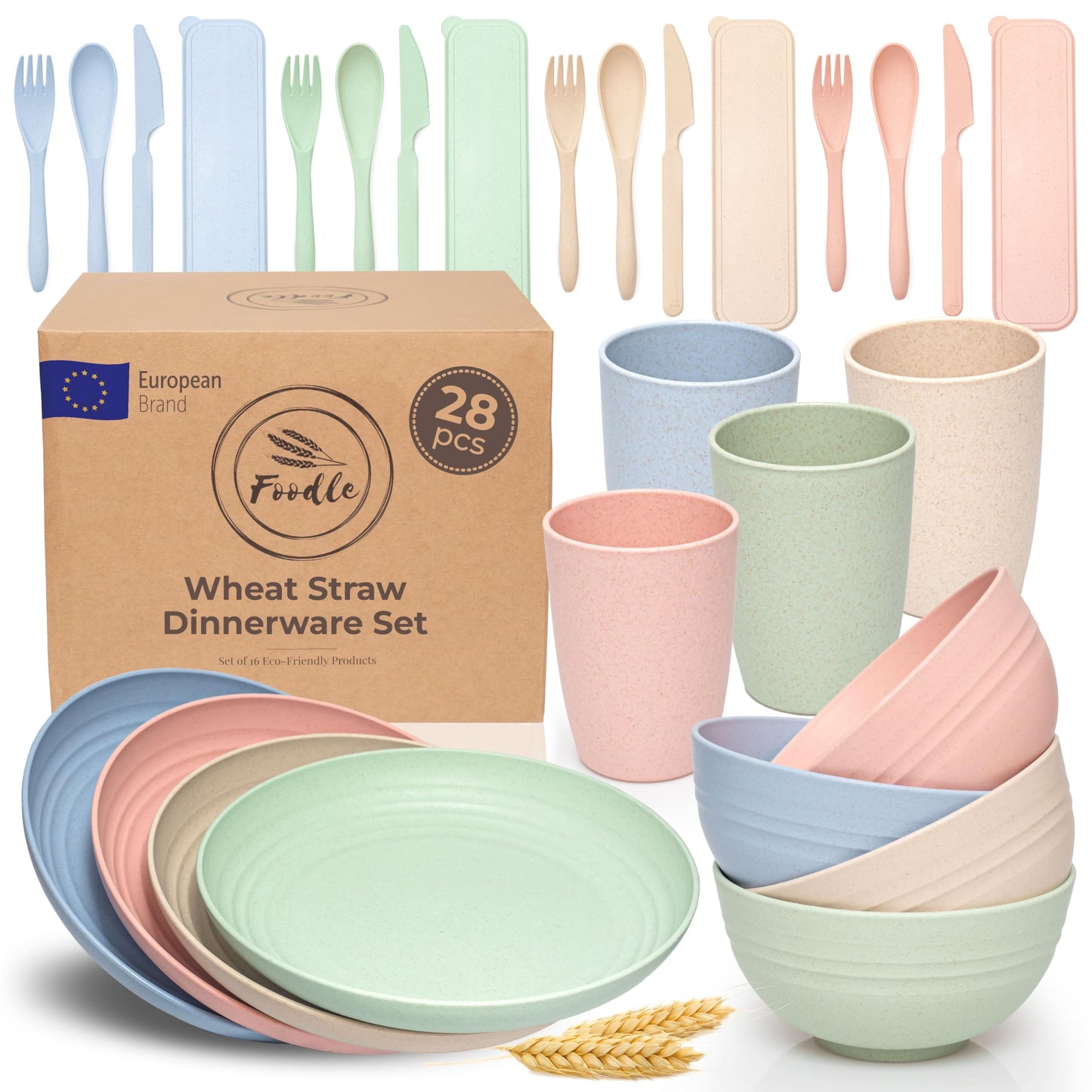 Wheat Straw Dinnerware Set Plates Cups Bowls