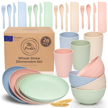 Wheat Straw Dinnerware Set Plates Cups Bowls