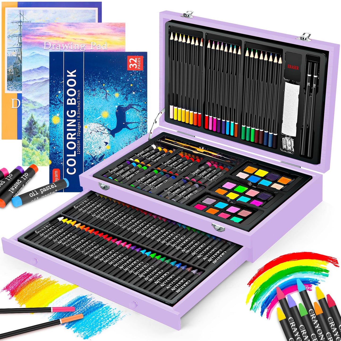 Deluxe Wooden Art Supplies Drawing Kit