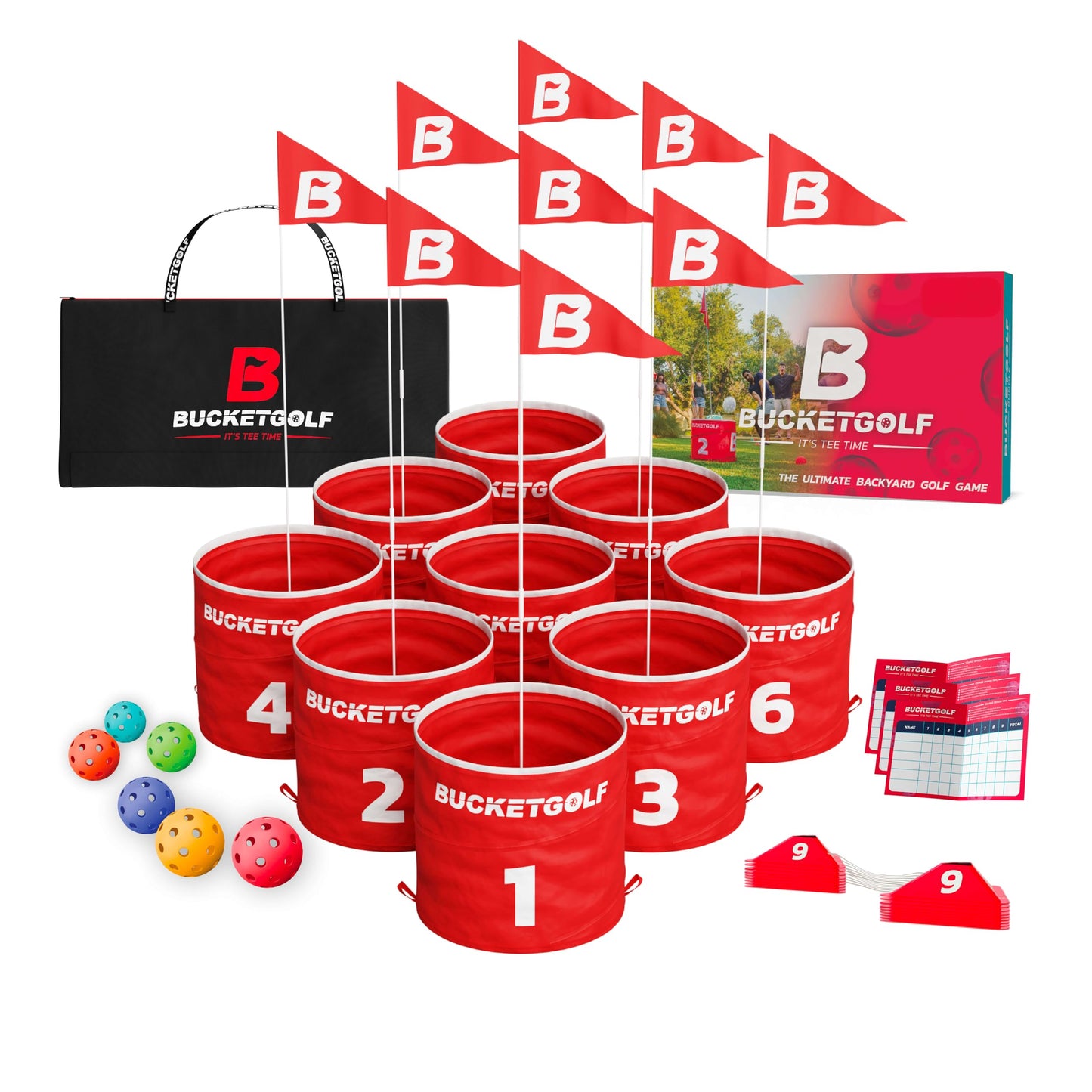 9 Hole Golf Game Set with Clubs for Family Outdoor Play