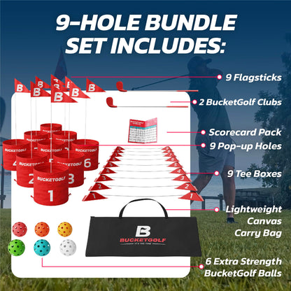 9 Hole Golf Game Set with Clubs for Family Outdoor Play