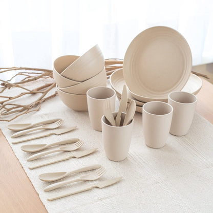 Wheat Straw Dinnerware Set Plates Cups Bowls