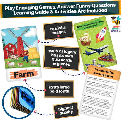 Toddler Flash Cards Learning Box Set with Pictures
