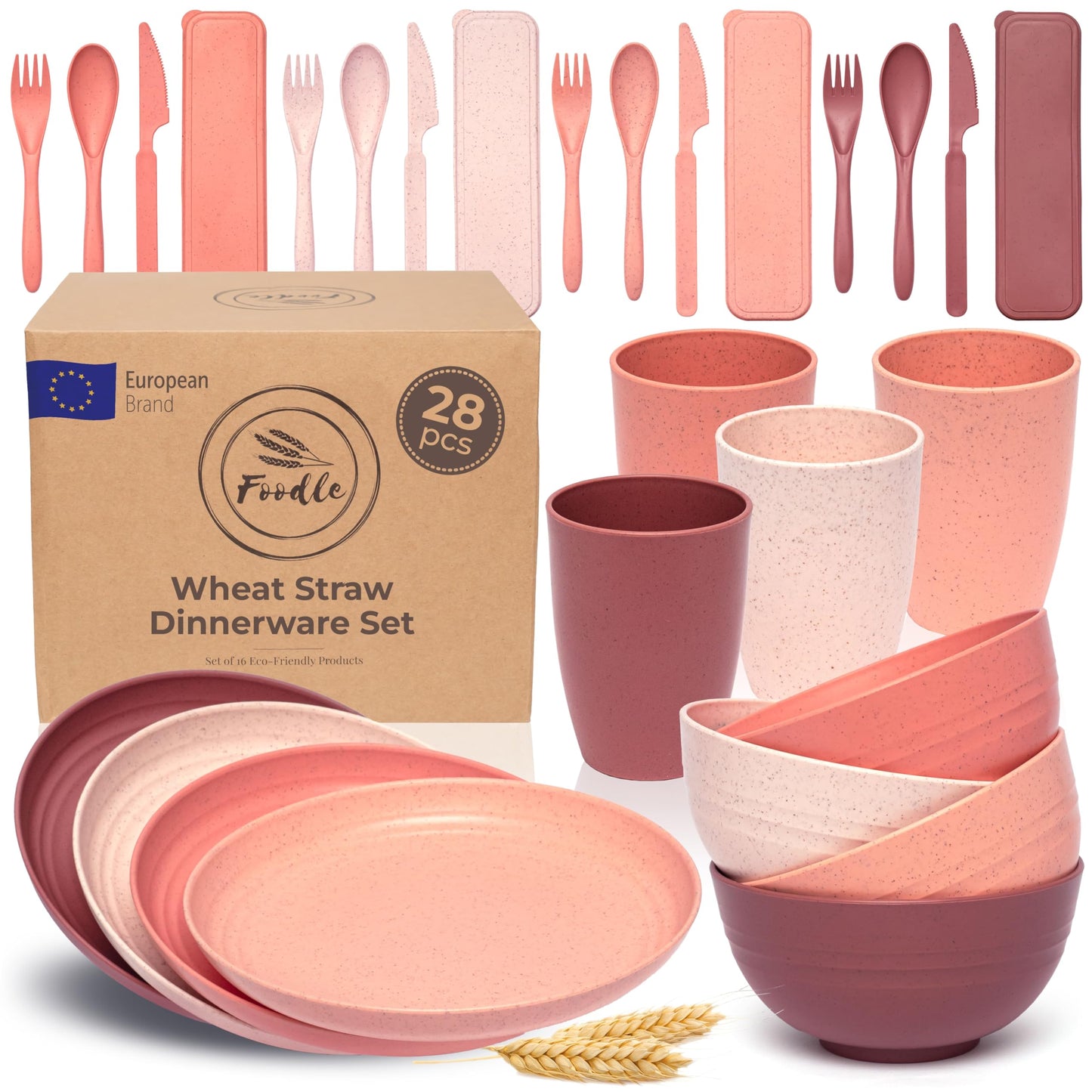 Wheat Straw Dinnerware Set Plates Cups Bowls