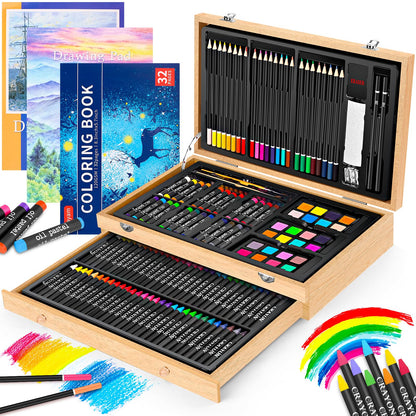 Deluxe Wooden Art Supplies Drawing Kit