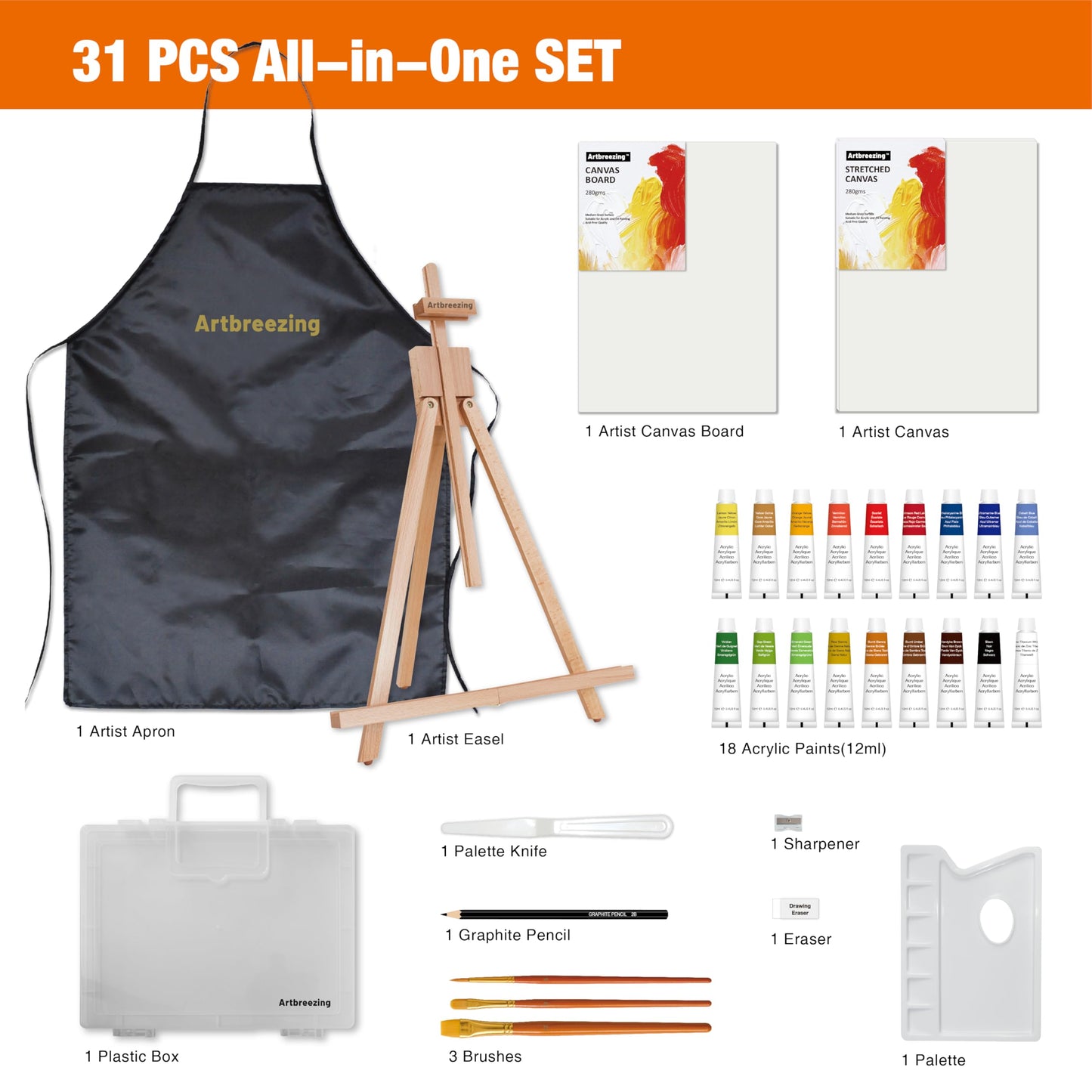 Acrylic Painting Set with Table Easel Kit