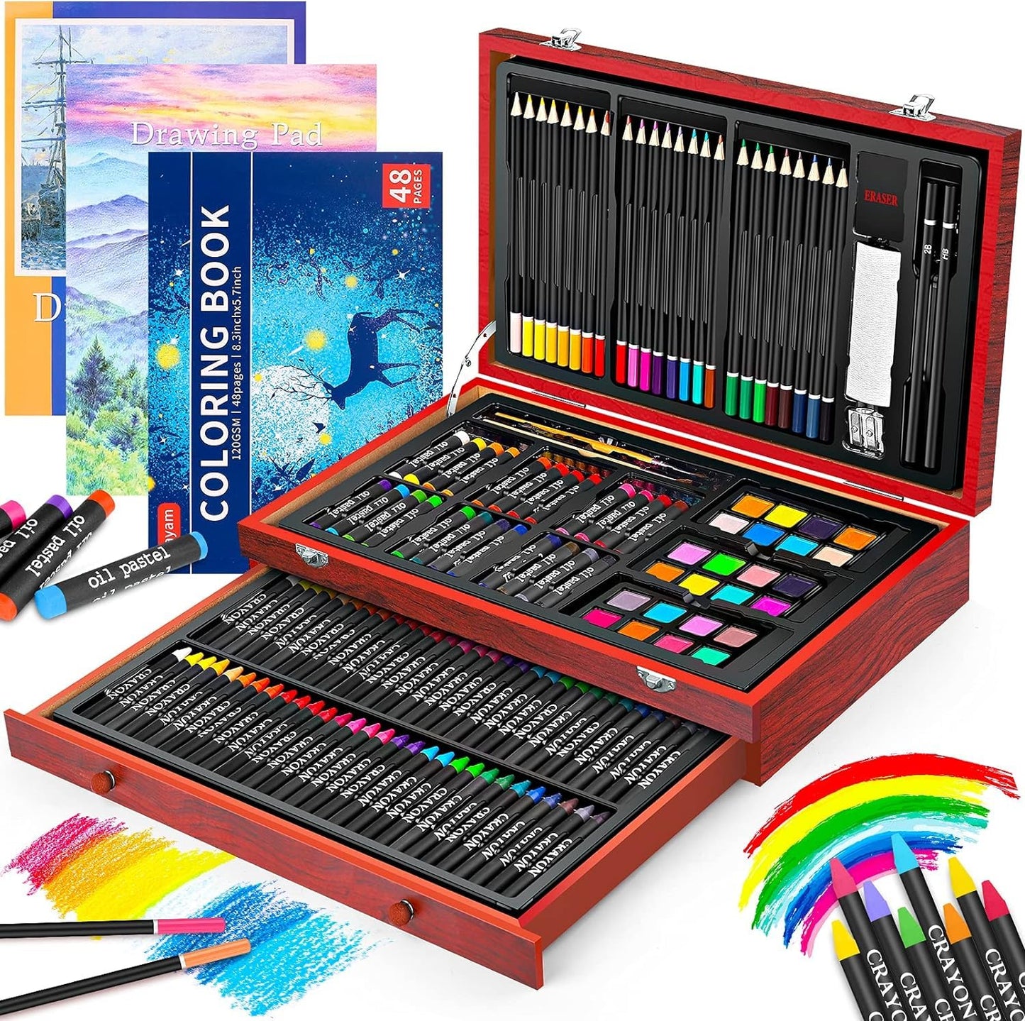 Deluxe Wooden Art Supplies Drawing Kit