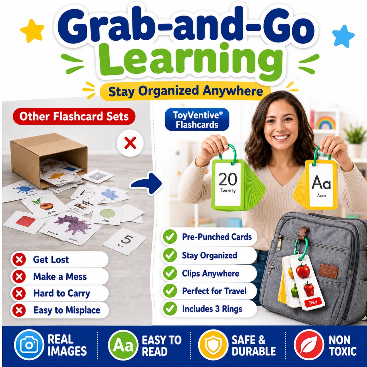 TOYVENTIVE First 250 Thick Toddler Flash Cards