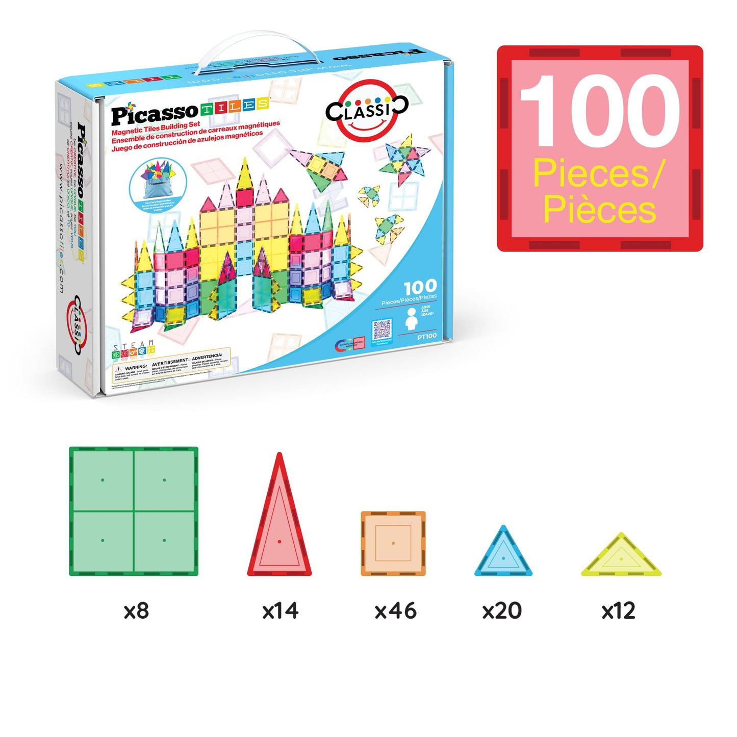 Magnetic Building Tiles 100 Piece Set
