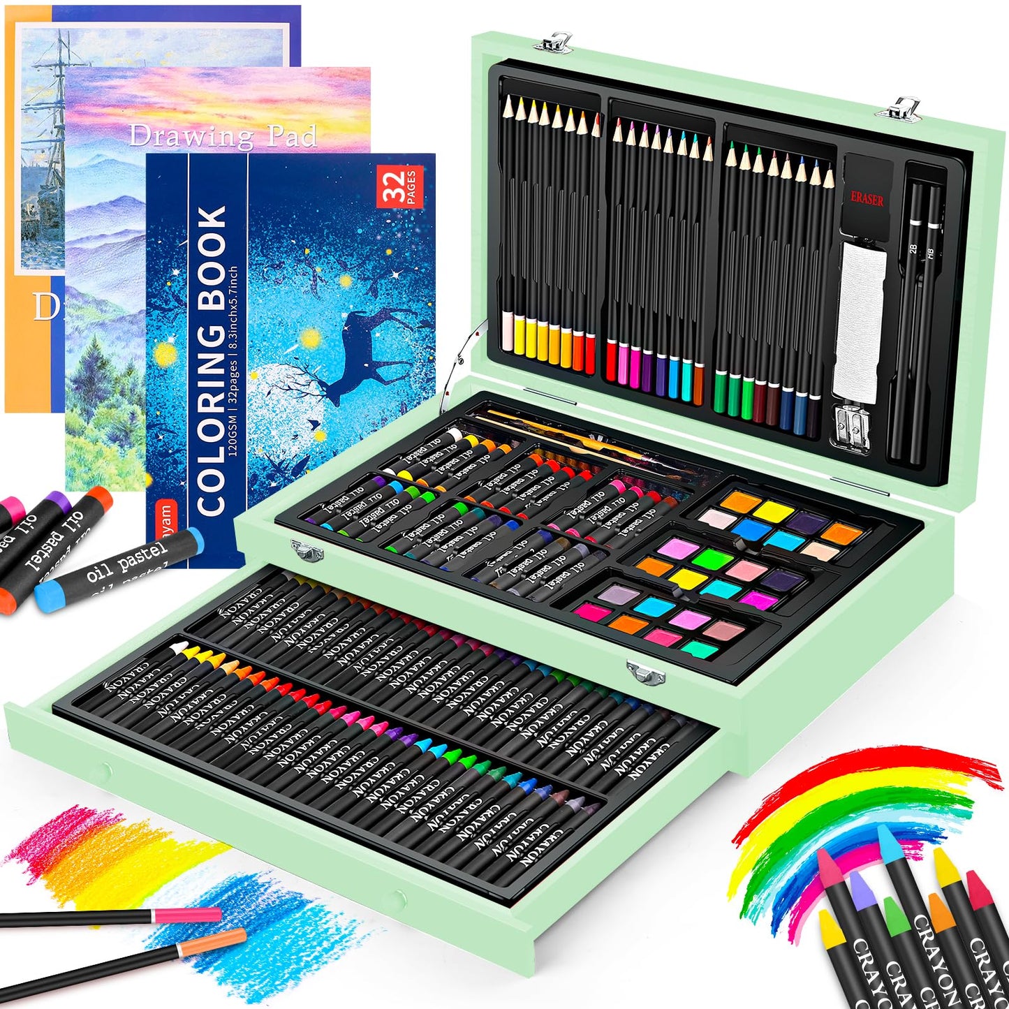 Deluxe Wooden Art Supplies Drawing Kit