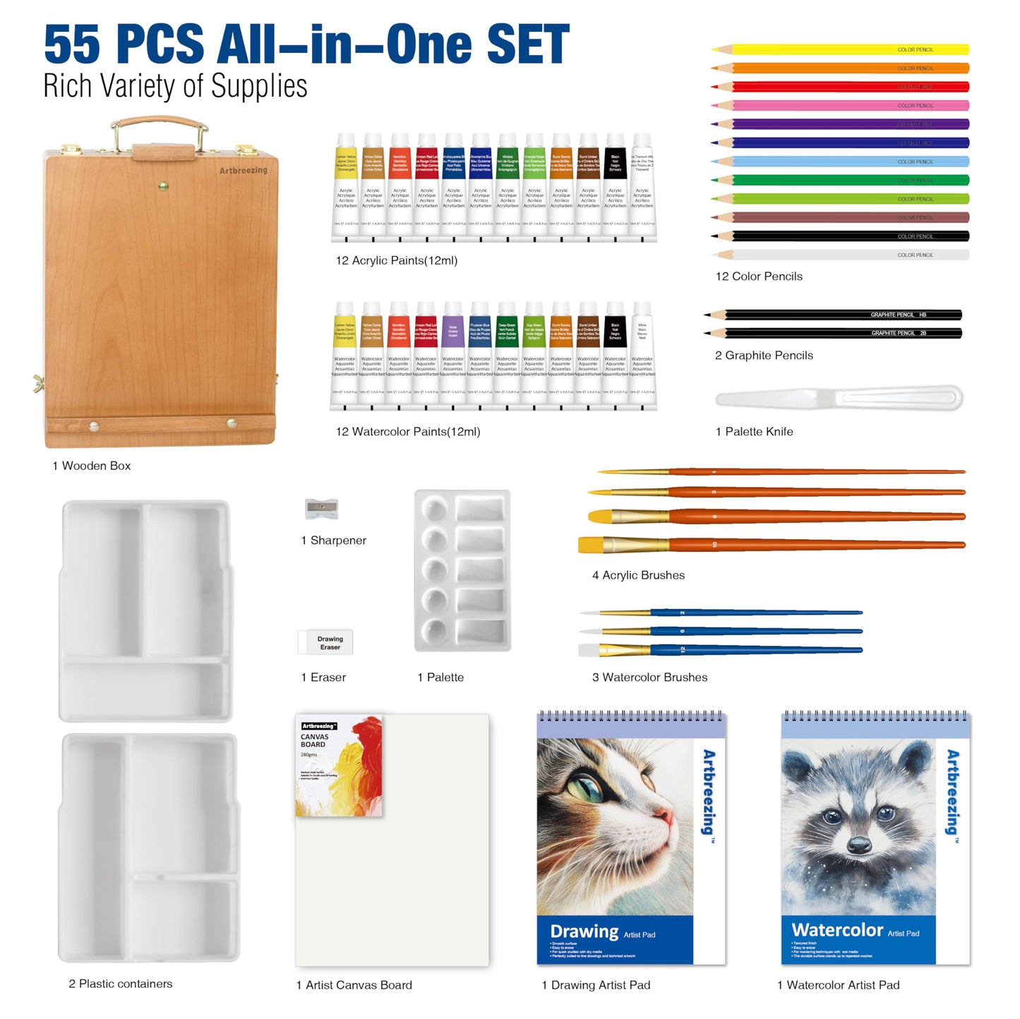 Acrylic Painting Kit with Easel Supplies