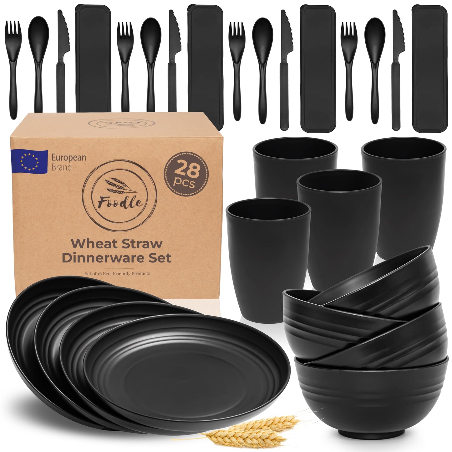 Wheat Straw Dinnerware Set Plates Cups Bowls