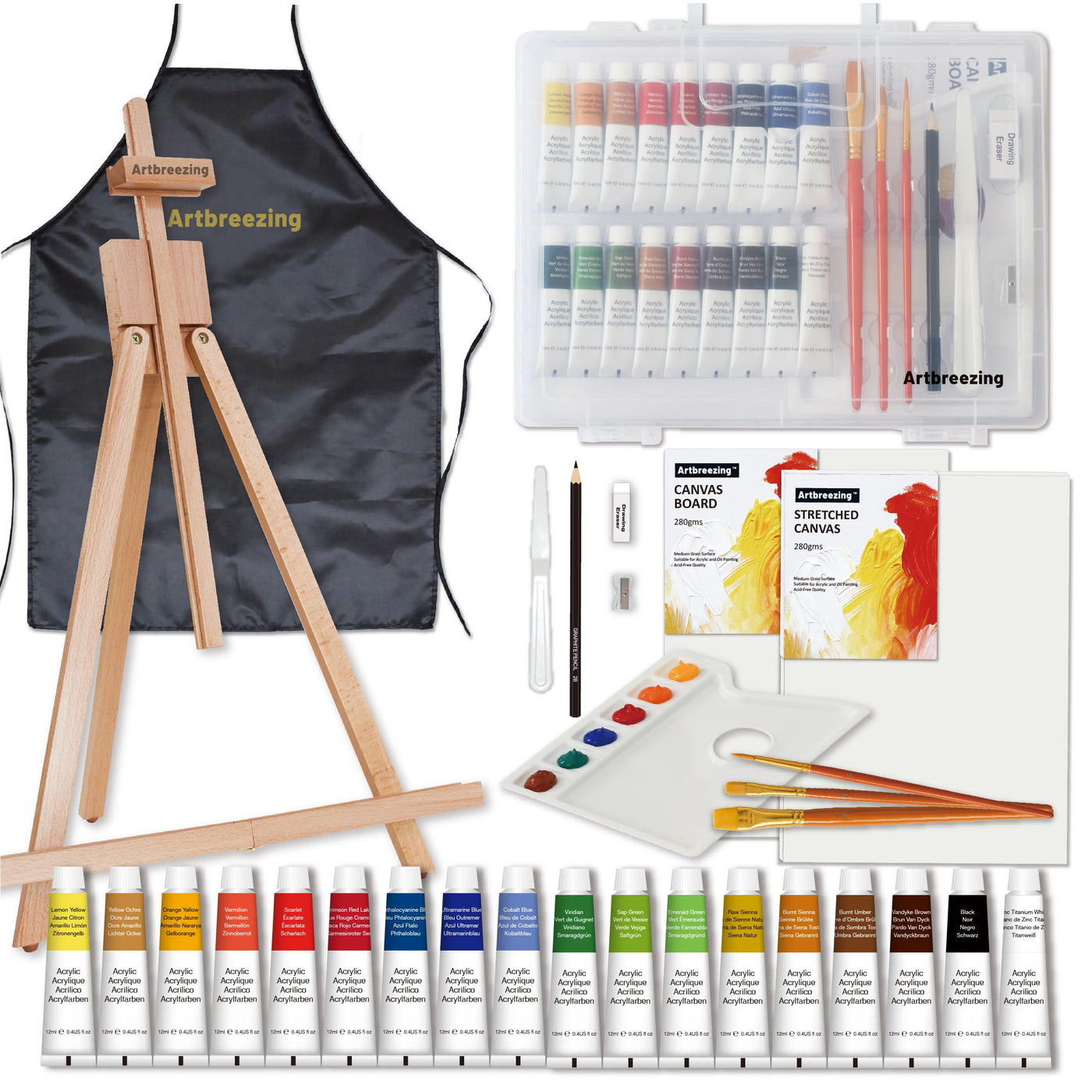 Acrylic Painting Set with Table Easel Kit