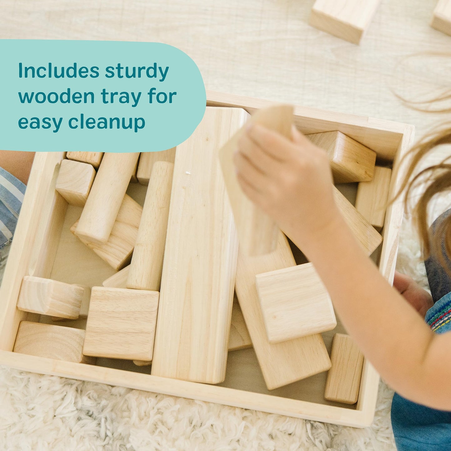 Solid Wood Building Blocks Set 60 Piece