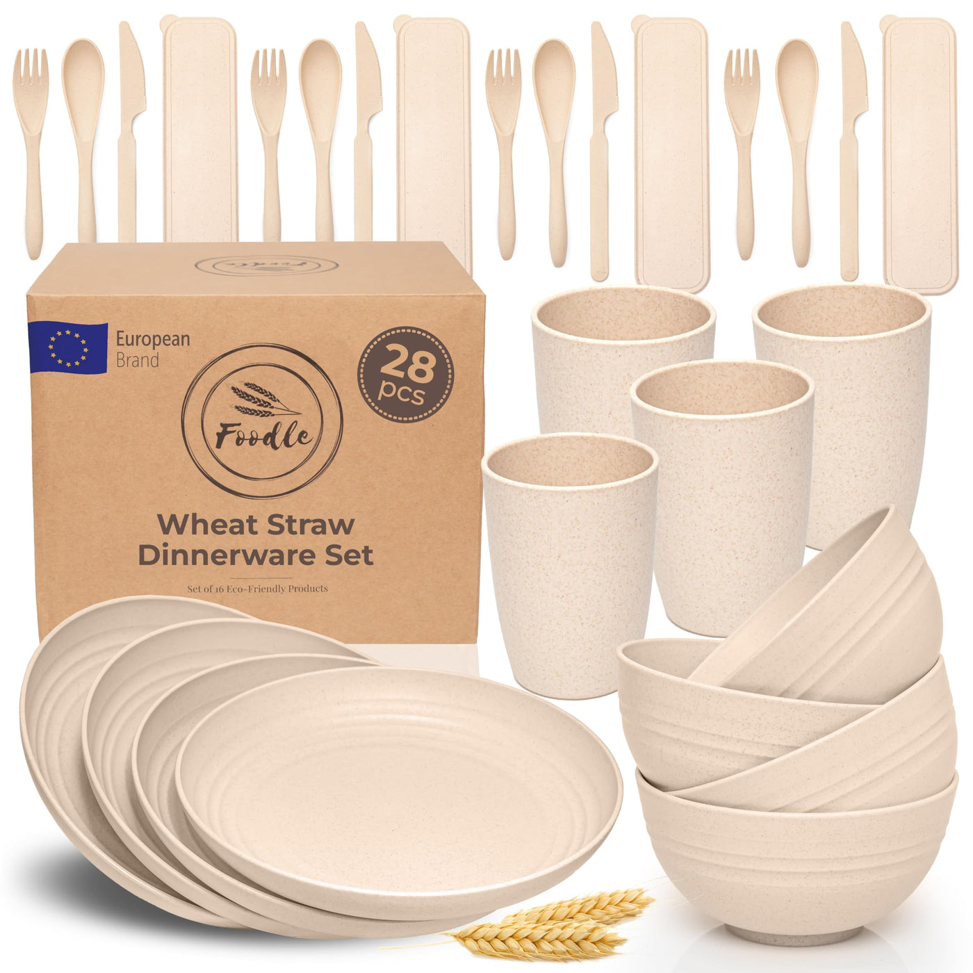 Wheat Straw Dinnerware Set Plates Cups Bowls