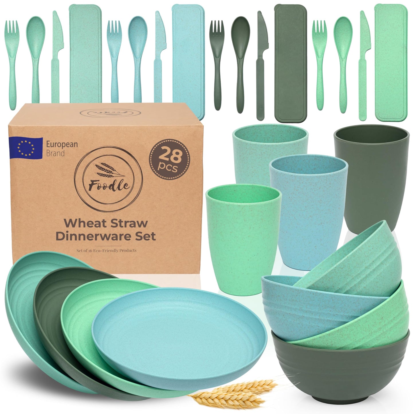 Wheat Straw Dinnerware Set Plates Cups Bowls