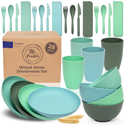 Wheat Straw Dinnerware Set Plates Cups Bowls