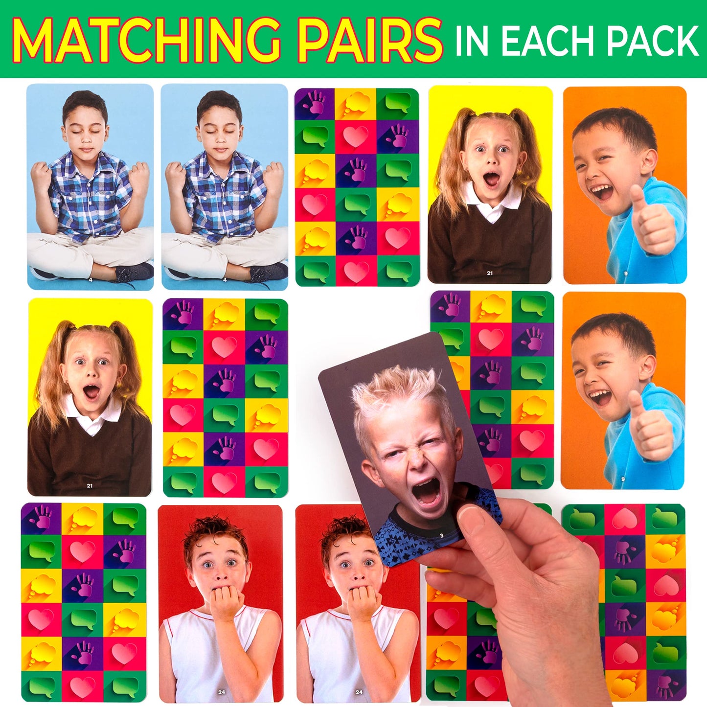 Real Photo Emotion Cards with Matching Game