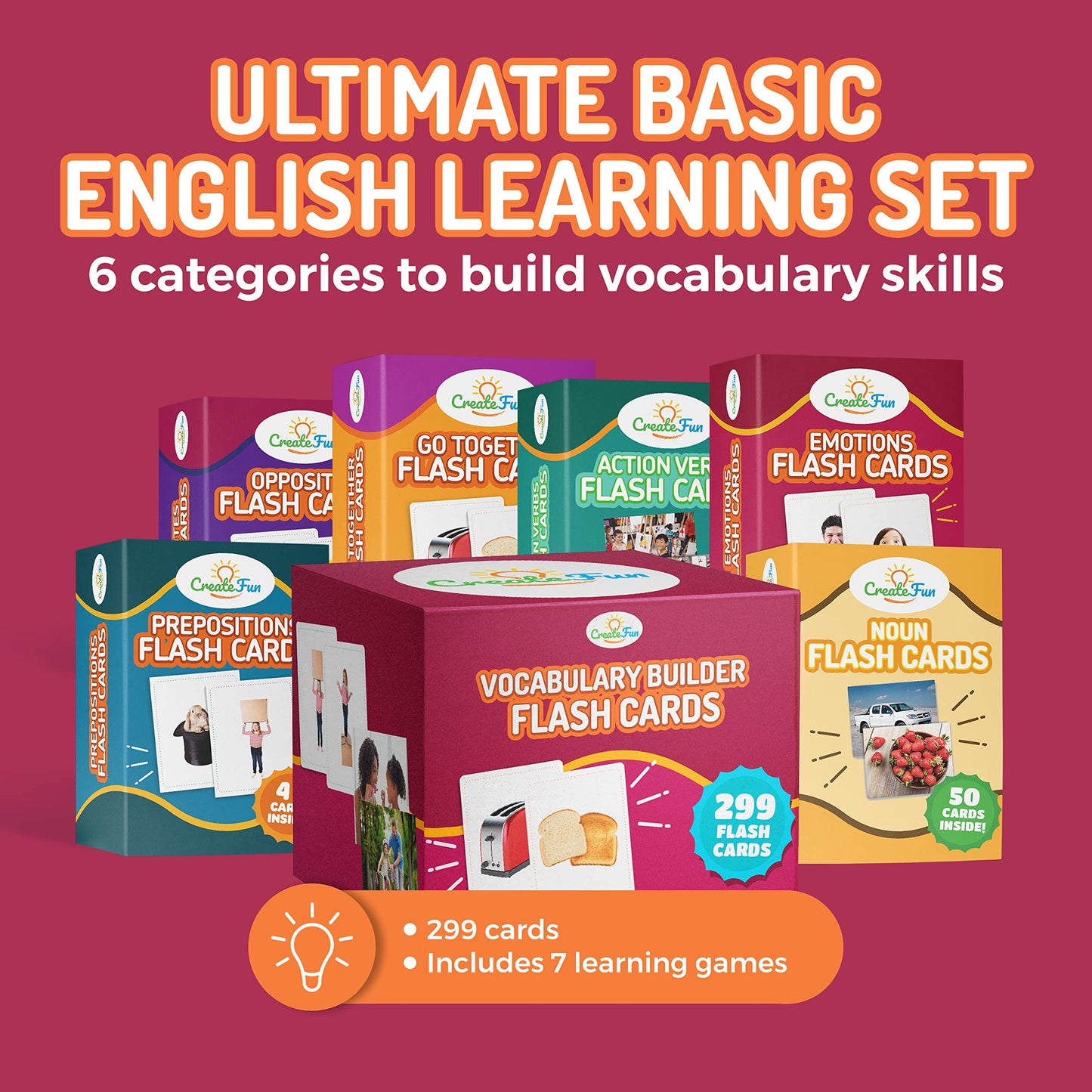 Vocabulary Builder Flash Cards for Kids Learning