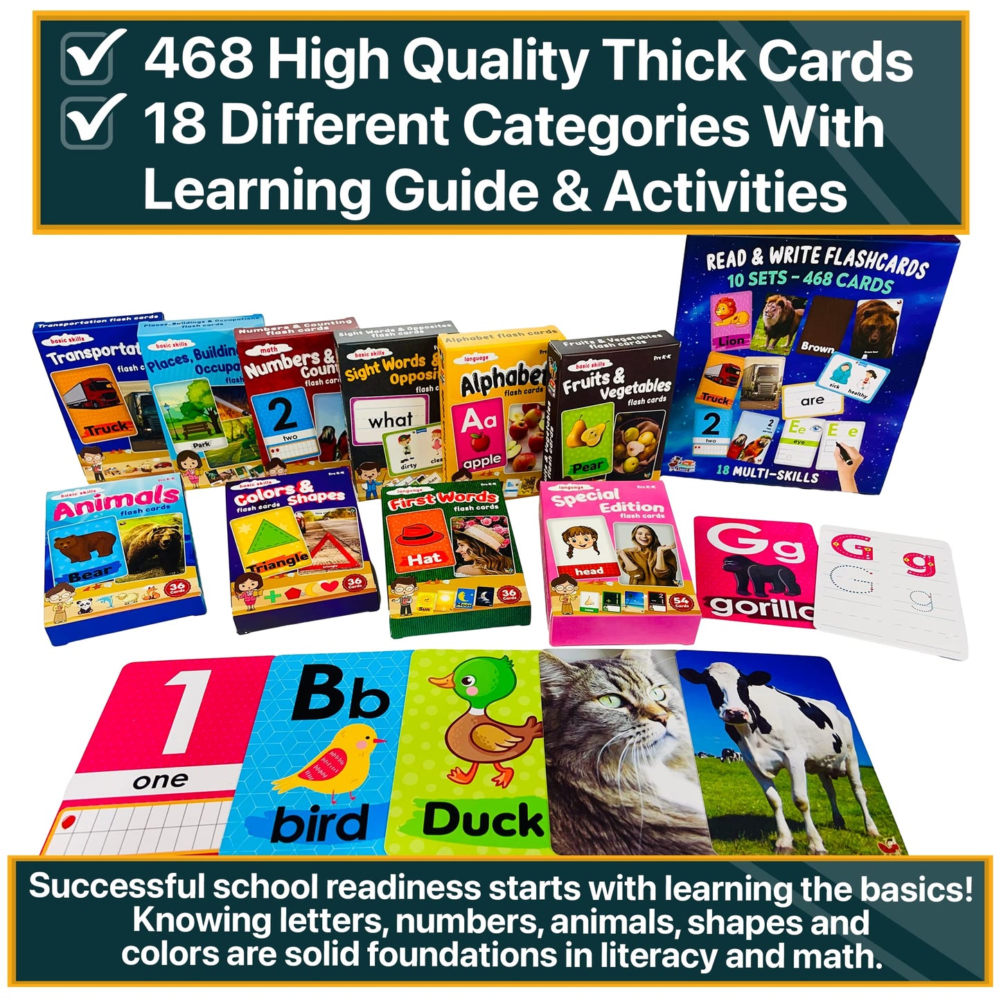 Toddler Flash Cards Learning Box Set with Pictures