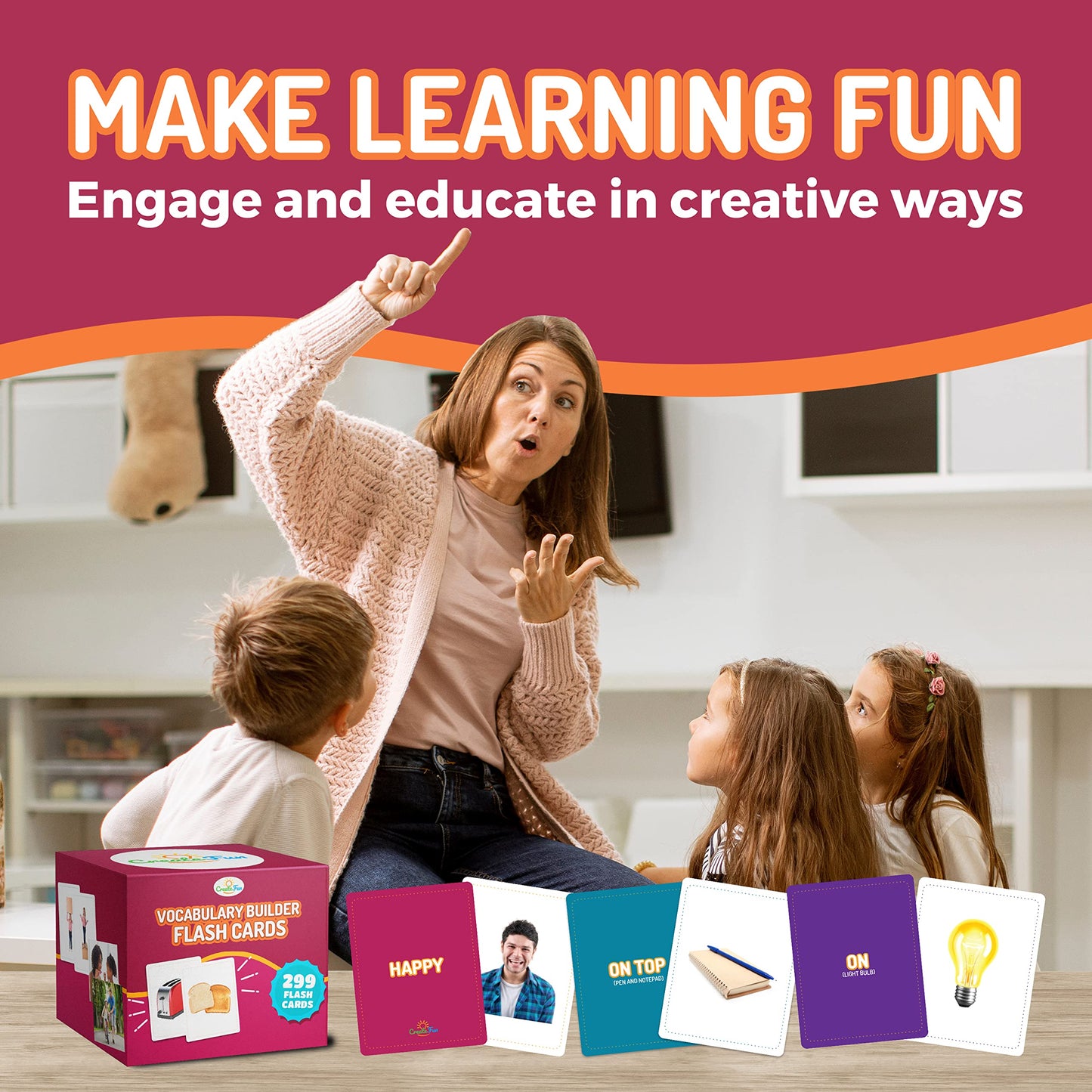 Vocabulary Builder Flash Cards for Kids Learning