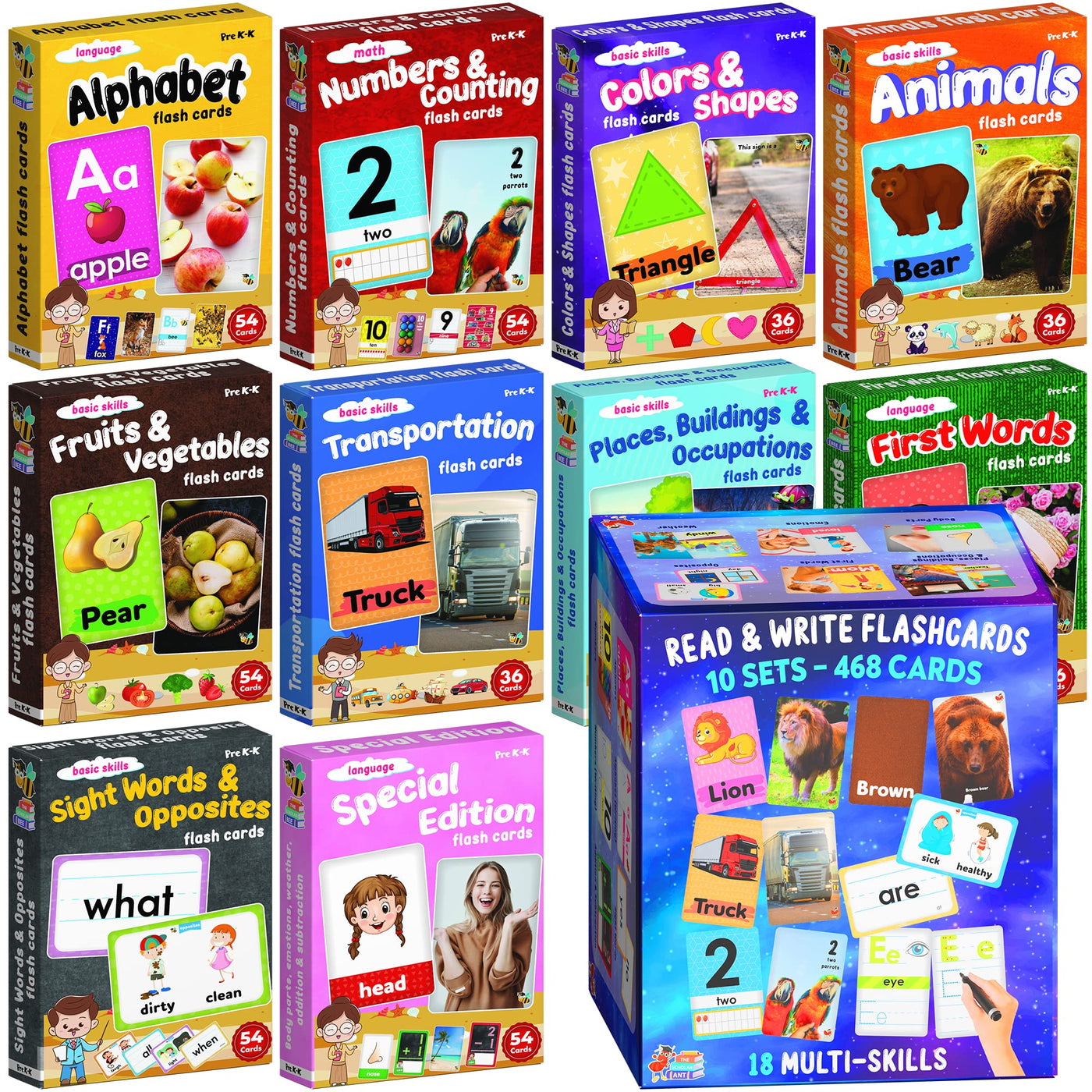 Toddler Flash Cards Learning Box Set with Pictures