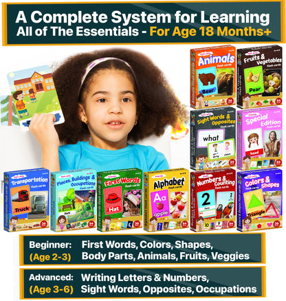 Toddler Flash Cards Learning Box Set with Pictures